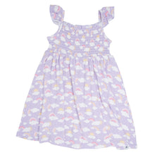 Load image into Gallery viewer, Lavender Rainbows and Clouds Smocked Vintage Dress