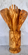 Load image into Gallery viewer, Olive Wood Kitchen Servers Set w/Holder -6 Pcs