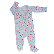 Load image into Gallery viewer, Pretty Pink Floral Zipper Footie