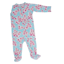 Load image into Gallery viewer, Pretty Pink Floral Zipper Footie