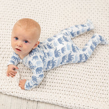 Load image into Gallery viewer, Blue Elephant Zipper Footie