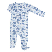 Load image into Gallery viewer, Blue Elephant Zipper Footie