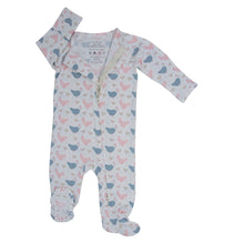 Load image into Gallery viewer, Pink Farm Hens Bamboo Zipper Footie