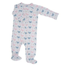 Load image into Gallery viewer, Pink Farm Hens Bamboo Zipper Footie